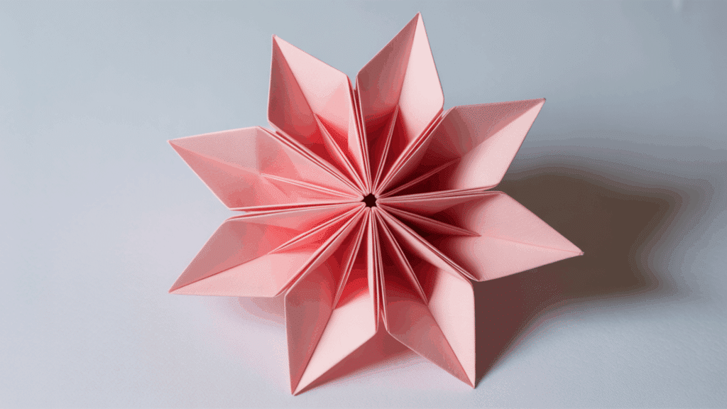 origami paper flower with 8 petal fold showcasing a delicate design in flower crafts