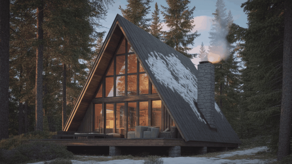15 Roof Designs and Styles You Should to Know About rustic wooden a-frame cabin in the snow showcasing everything you need to know about roof styles
