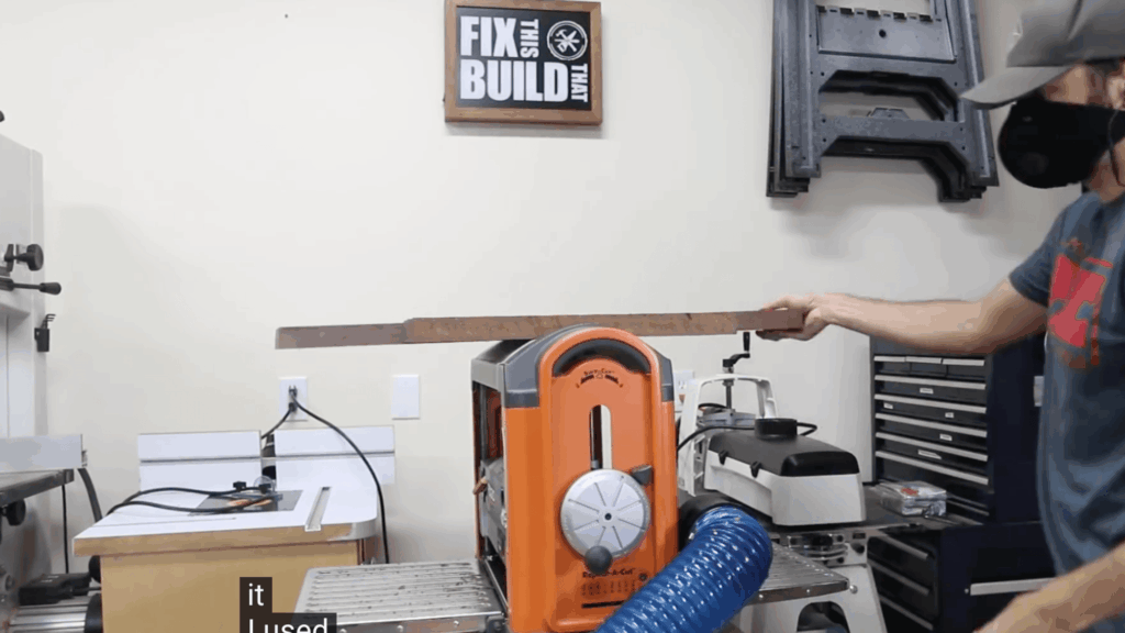 shaping wooden leg board using machine for diy end table base build