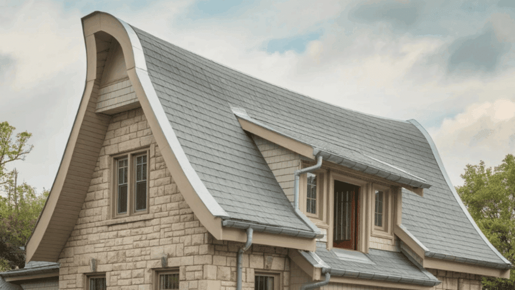 stone house with a flared jerkinhead roof explaining everything you need to know about roof styles