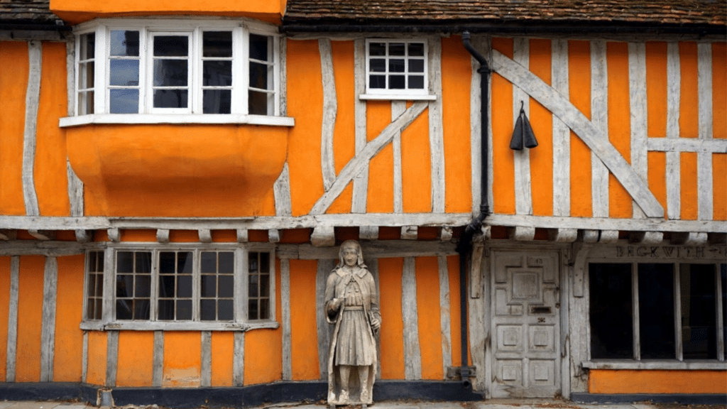 traditional timber framed tudor cottage wall with windows