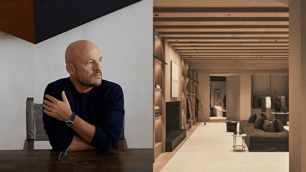 warm modern interior with wood tones and minimalist luxury living space