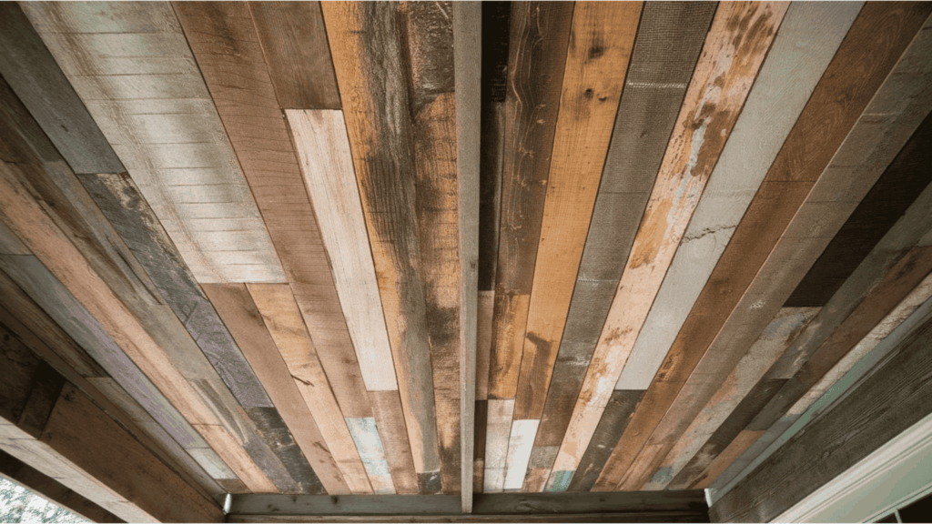 wooden slats with a variety of finishes on the porch ceiling porch ceiling ideas