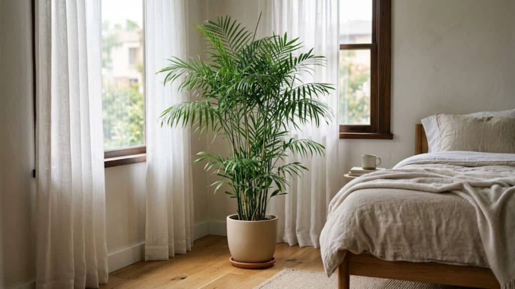 bamboo palm with soft green leaves in room creating calm natural indoor environment
