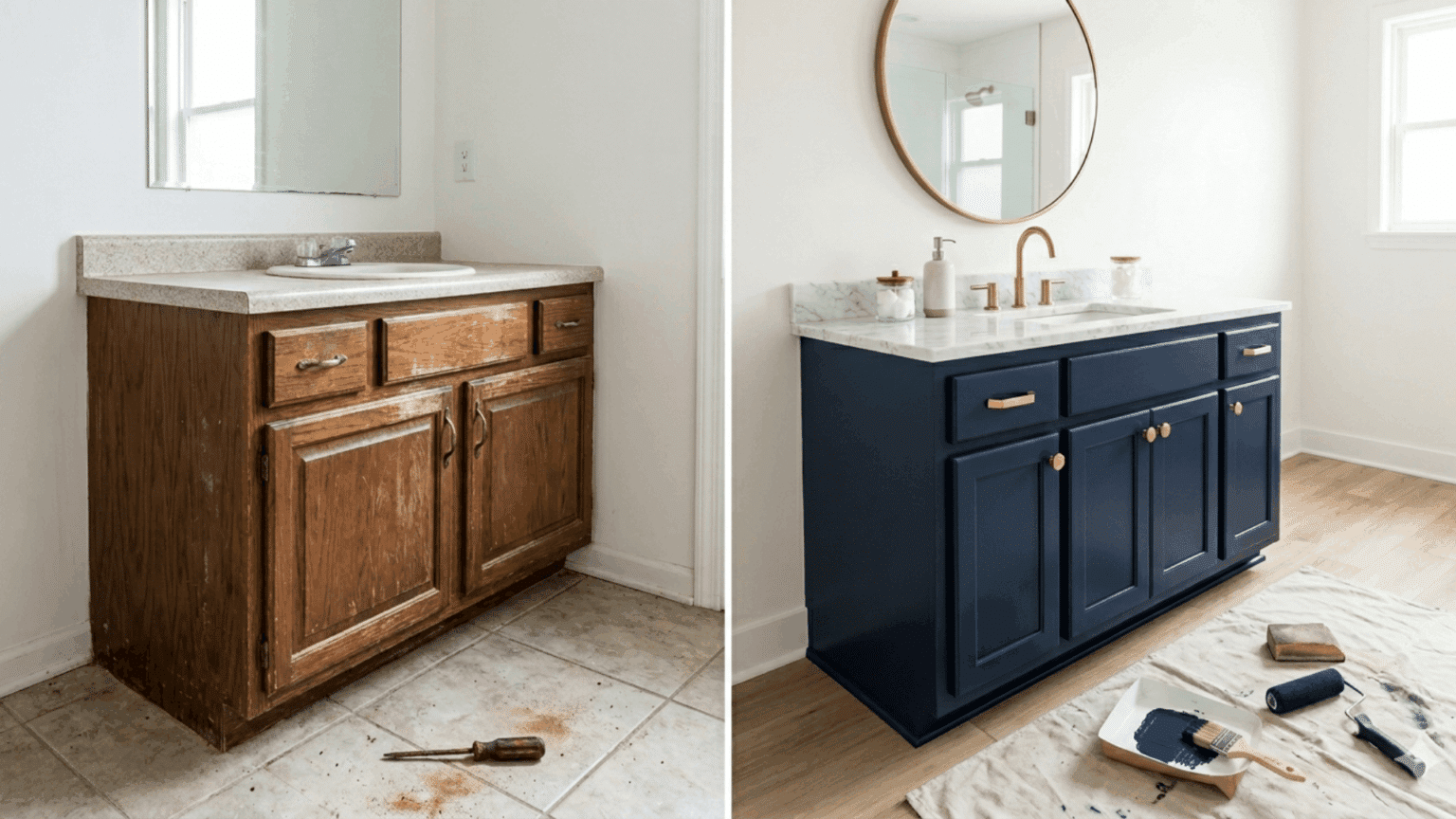 Repaint Vanity How to Refinish a Bathroom Vanity: Step-by-Step DIY Guide - Opple House
