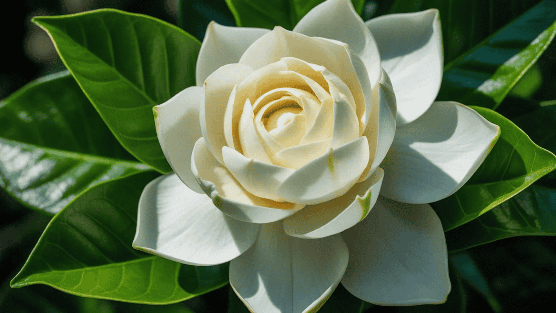 creamy white gardenia flowers that smell good with a strong fragrance in full bloom