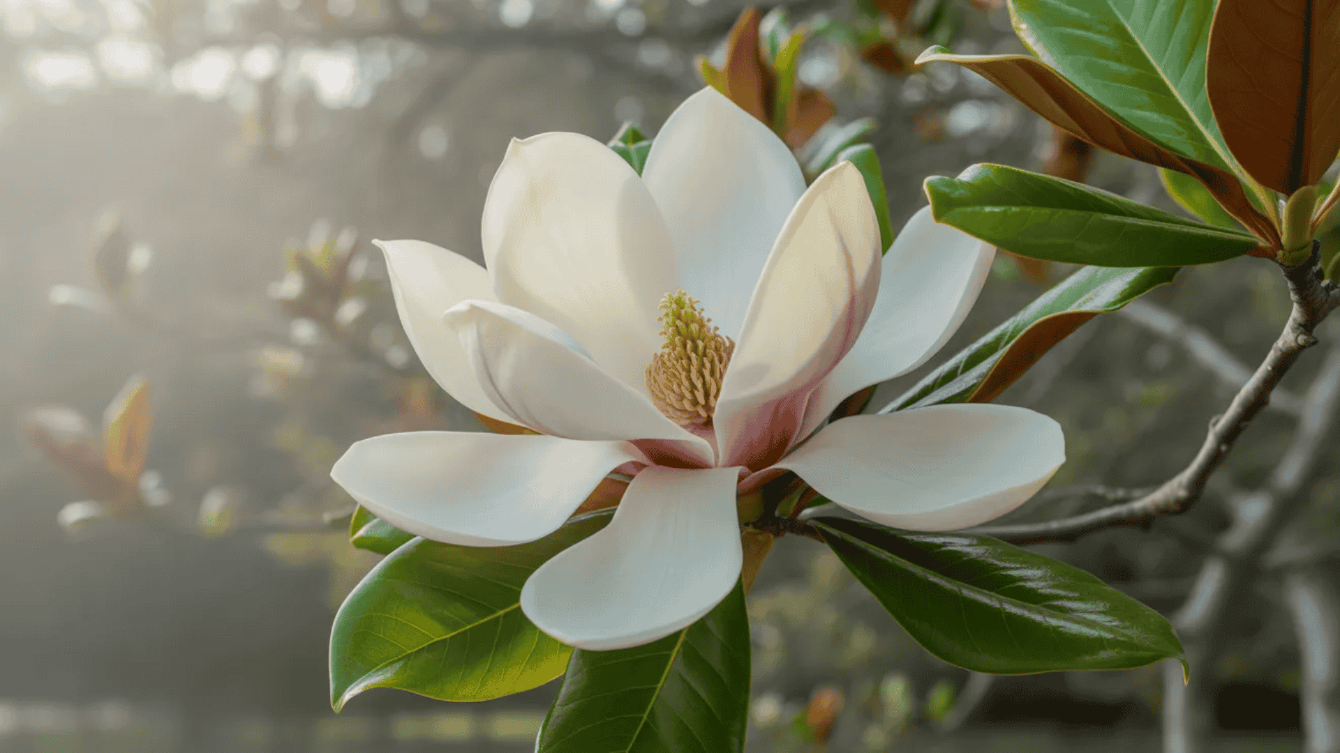 magnolia flowers that smell good with a rich citrus fragrance blooming in the tree