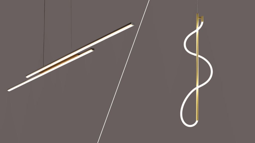 slim tube led hanging light with minimal linear design providing sleek focused illumination in modern spaces