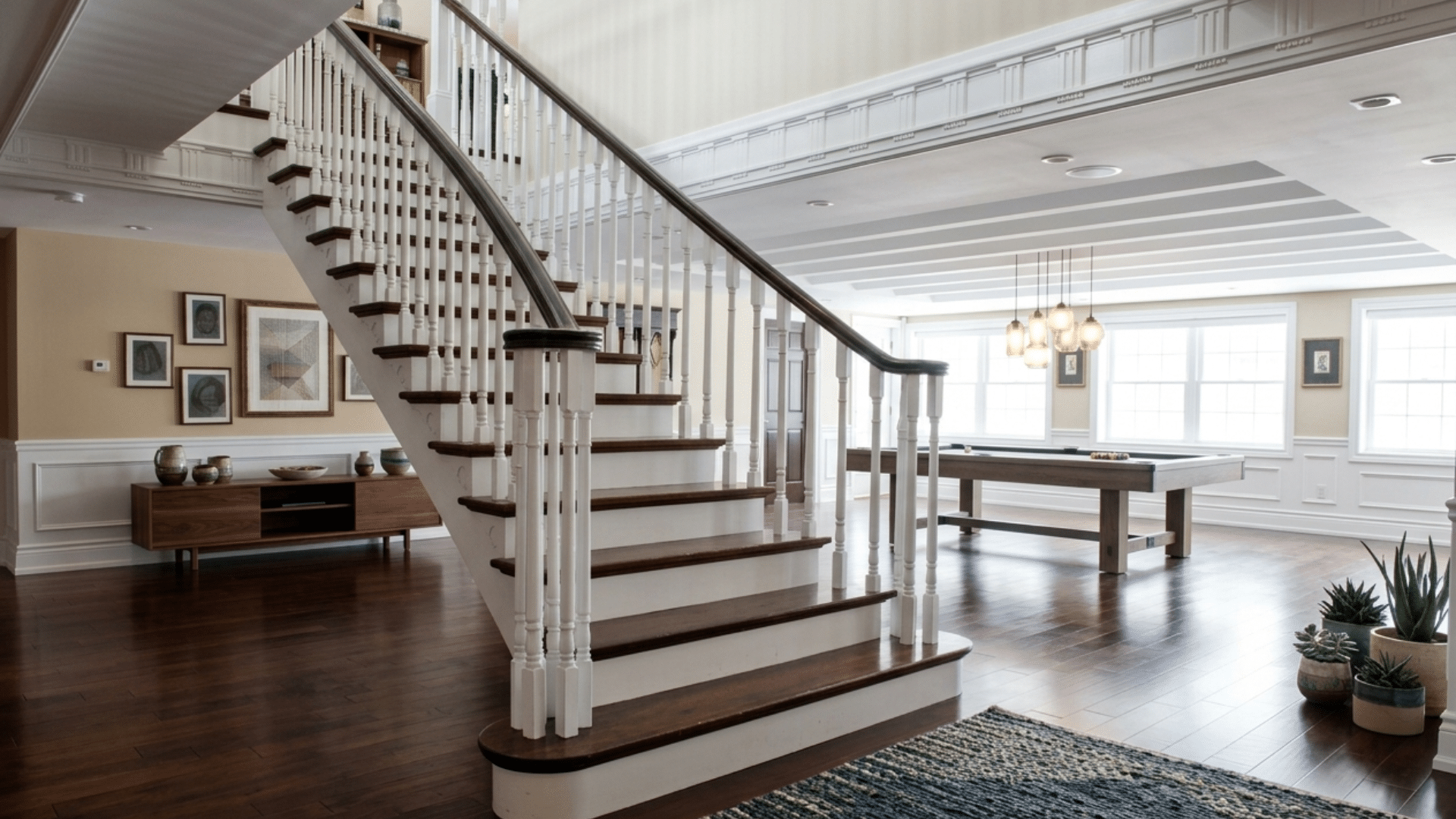 straight flight of stairs in modern spacious home