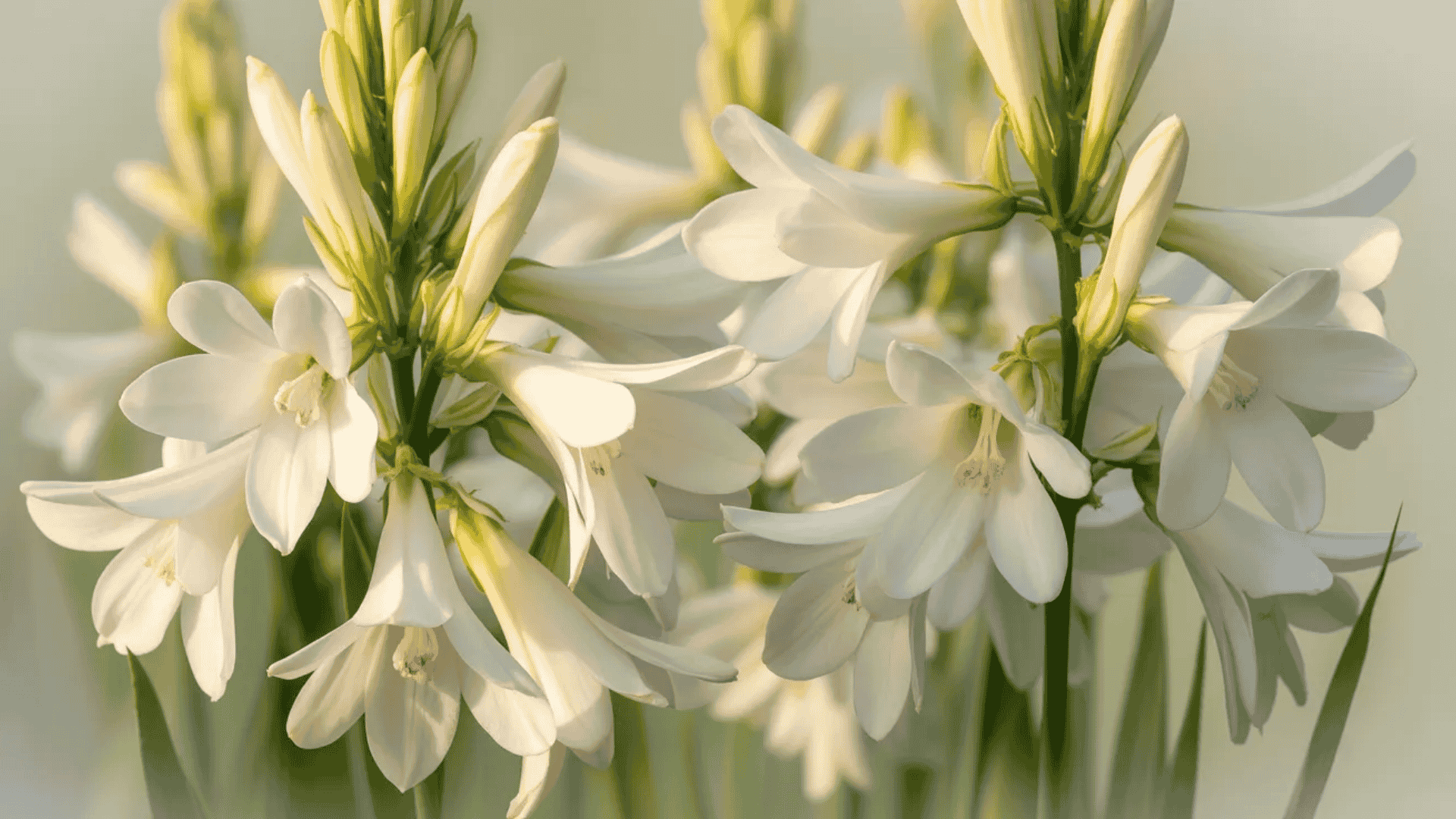 tuberose flowers that smell good with a rich sweet fragrance blooming in the garden
