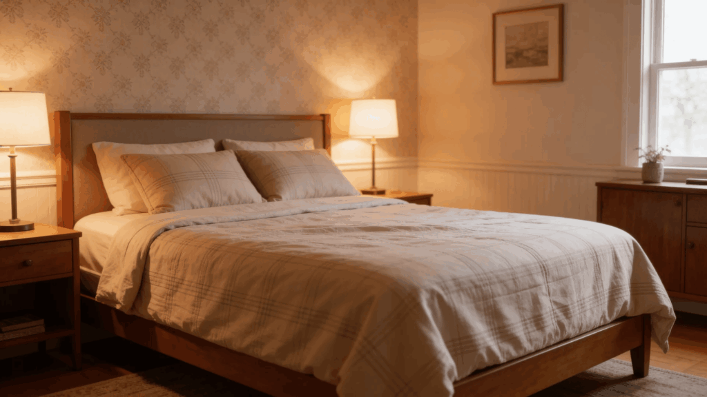 What Is Sham Bedding and How to Use It? what is a sham bedding cozy bedroom with wooden bed soft bedding and warm lamps beside nightstands near window
