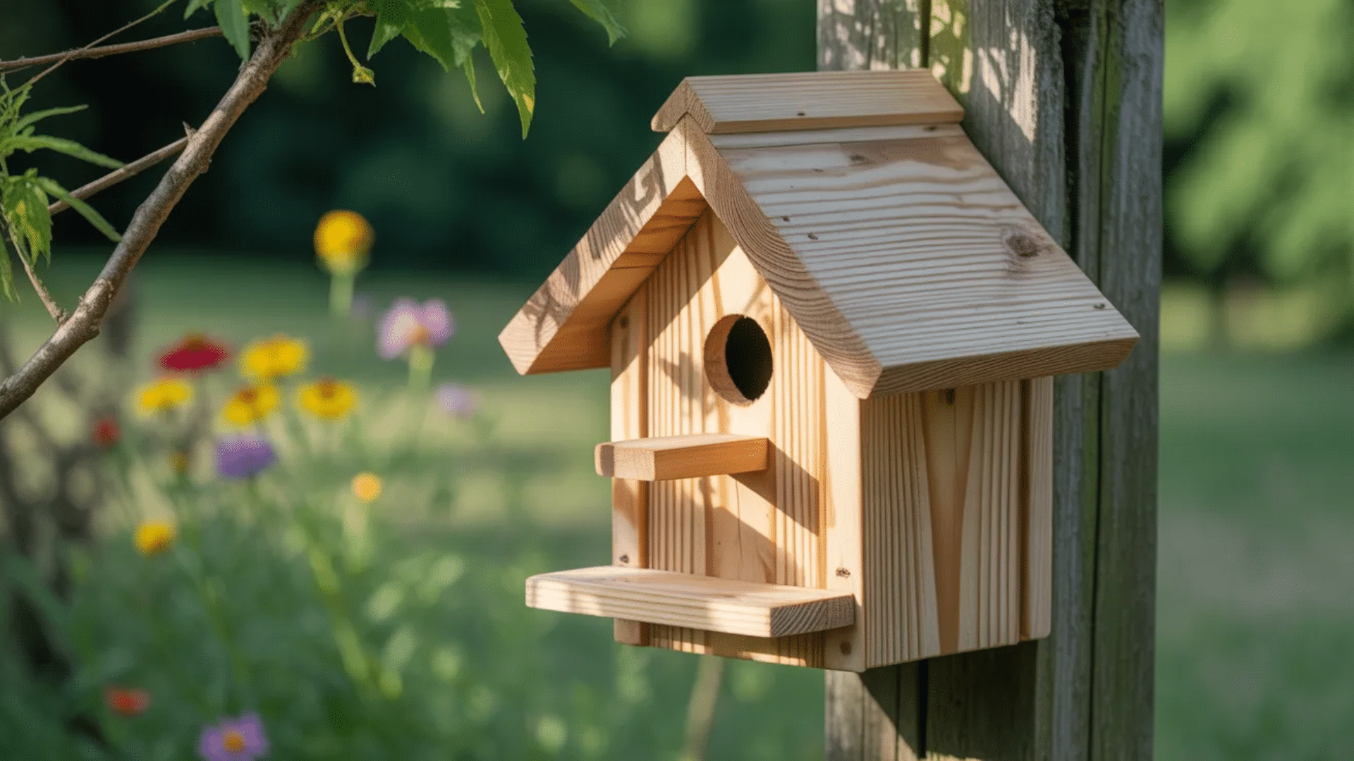 a simple backyard birdhouse is a charming wood project to build