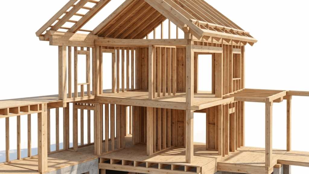 How to Tell if a Wall is Load Bearing for Safety? a wooden house frame showing the structure to help understand how to tell if a wall is load bearing
