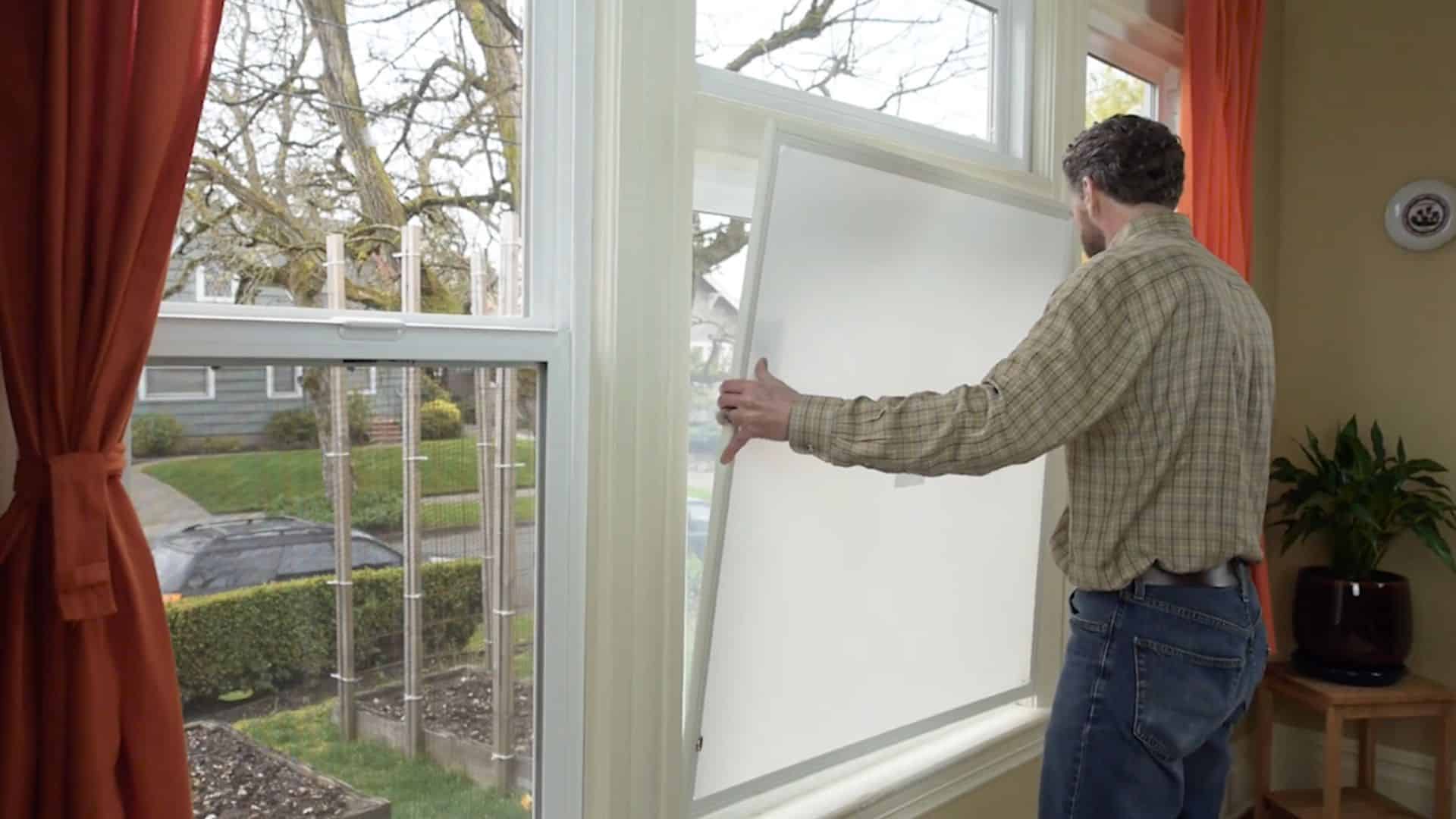 aligning window insert evenly on sill and centering it within the frame