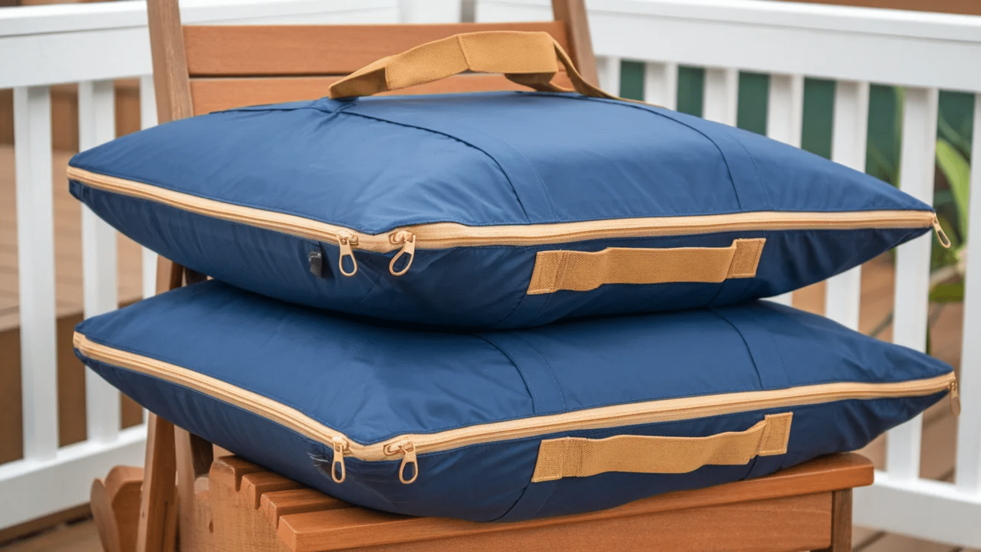 blue cushion storage bags with zippers and handles