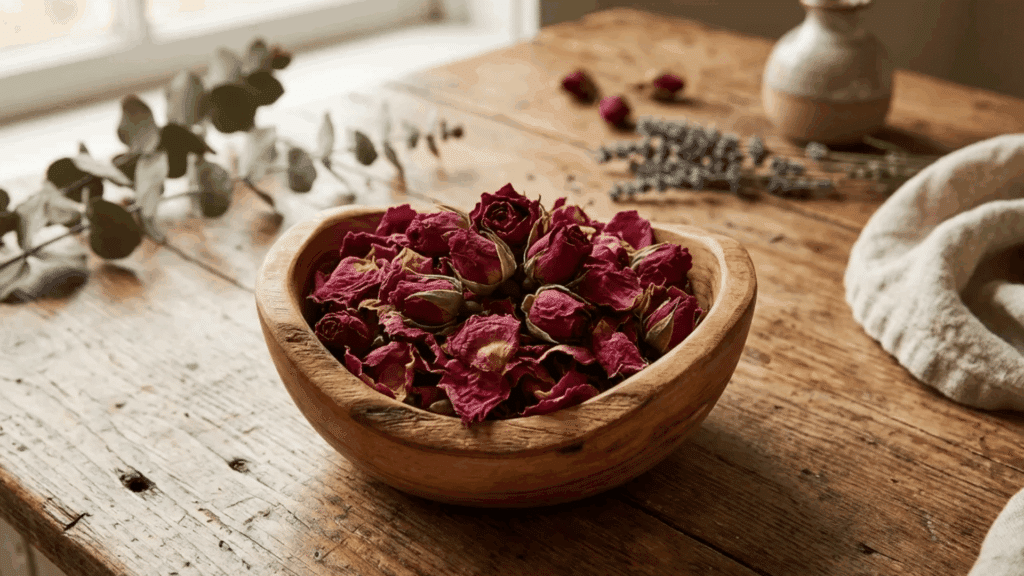 How to Preserve Rose Petals: Best Methods that Work Dried rose buds spilled from a glass jar showcasing best methods to dry rose petals for preservation