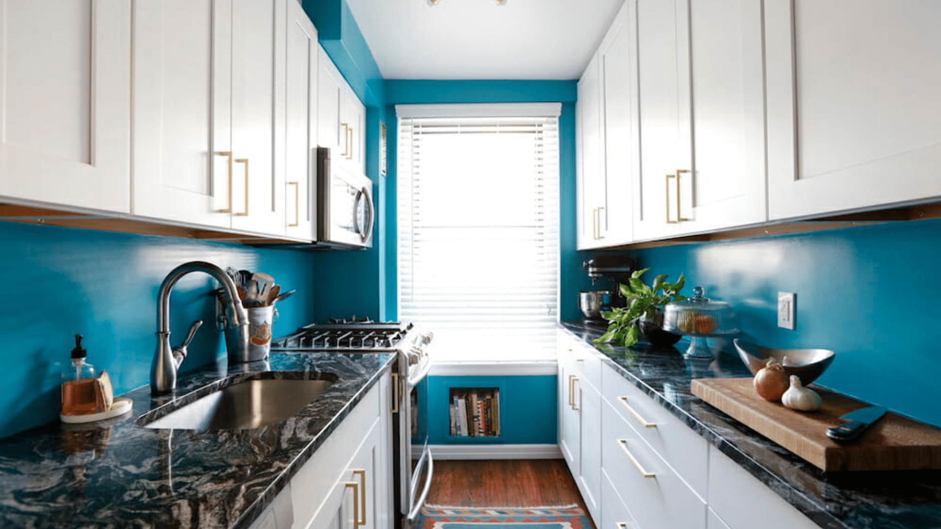 bright colorful galley kitchen designs for narrow spaces