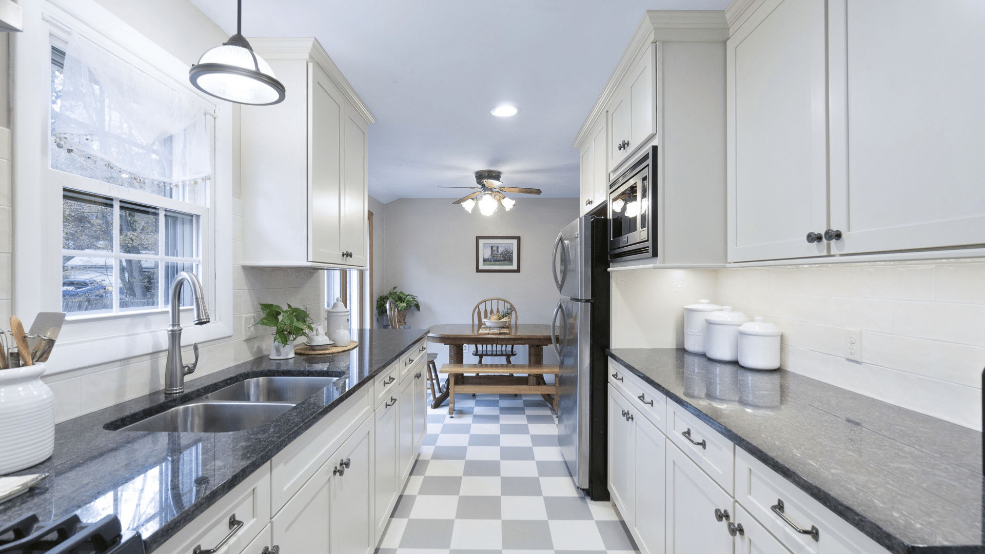 bright white galley kitchen designs with narrow layout