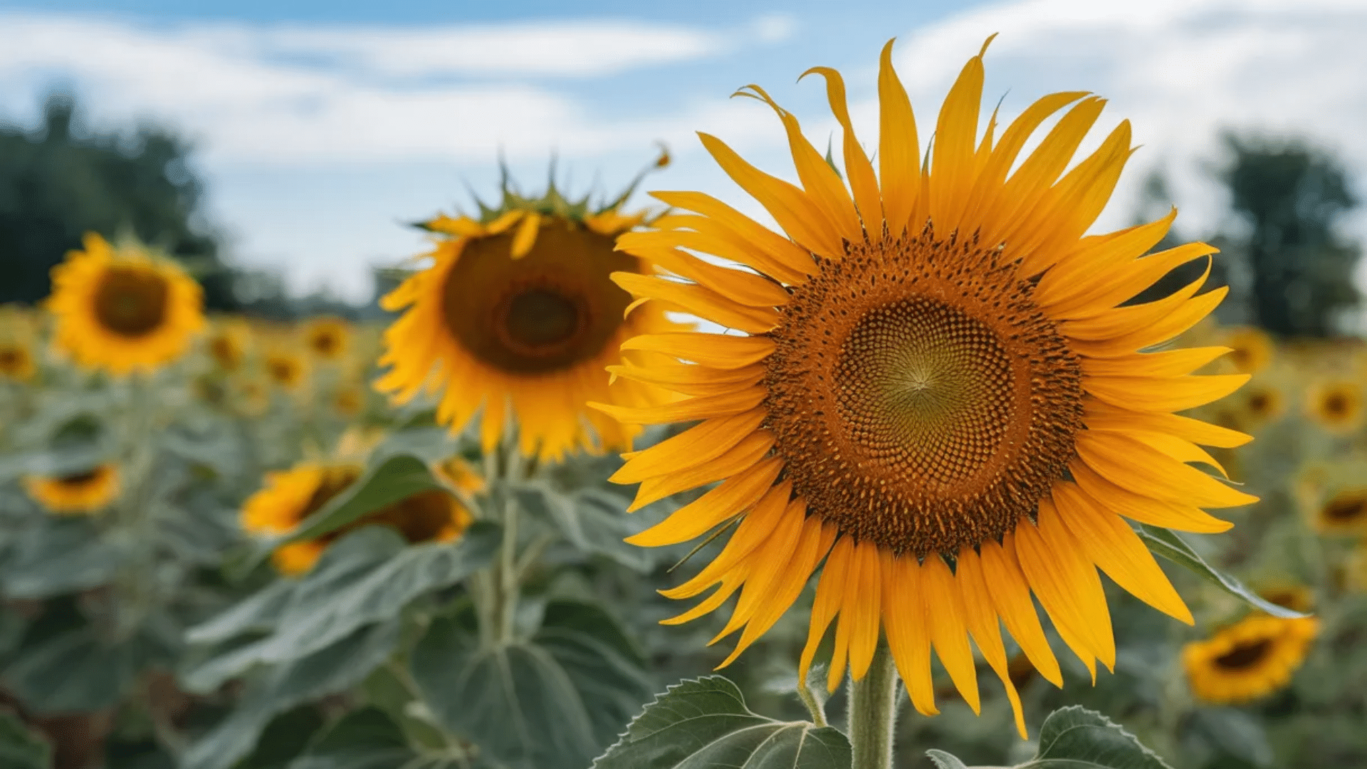 bright yellow sunflowers blooming in a field under blue sky a example of what flowers attract butterflies and pollinators