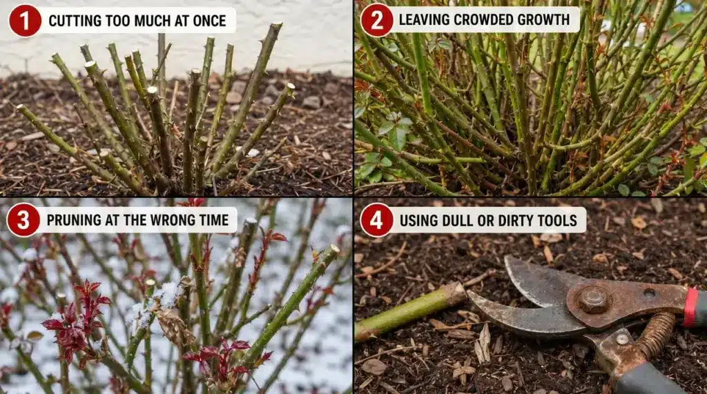common rose pruning mistakes