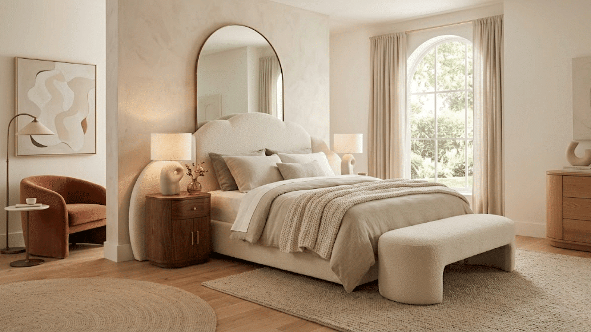 curved texture for soft modern look showing modern master bedroom ideas for home decor