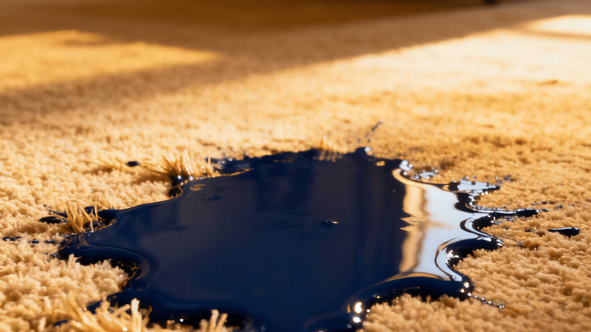 dark blue liquid spilled across a beige carpet in a sunlit living room beside a wooden coffee table (1)