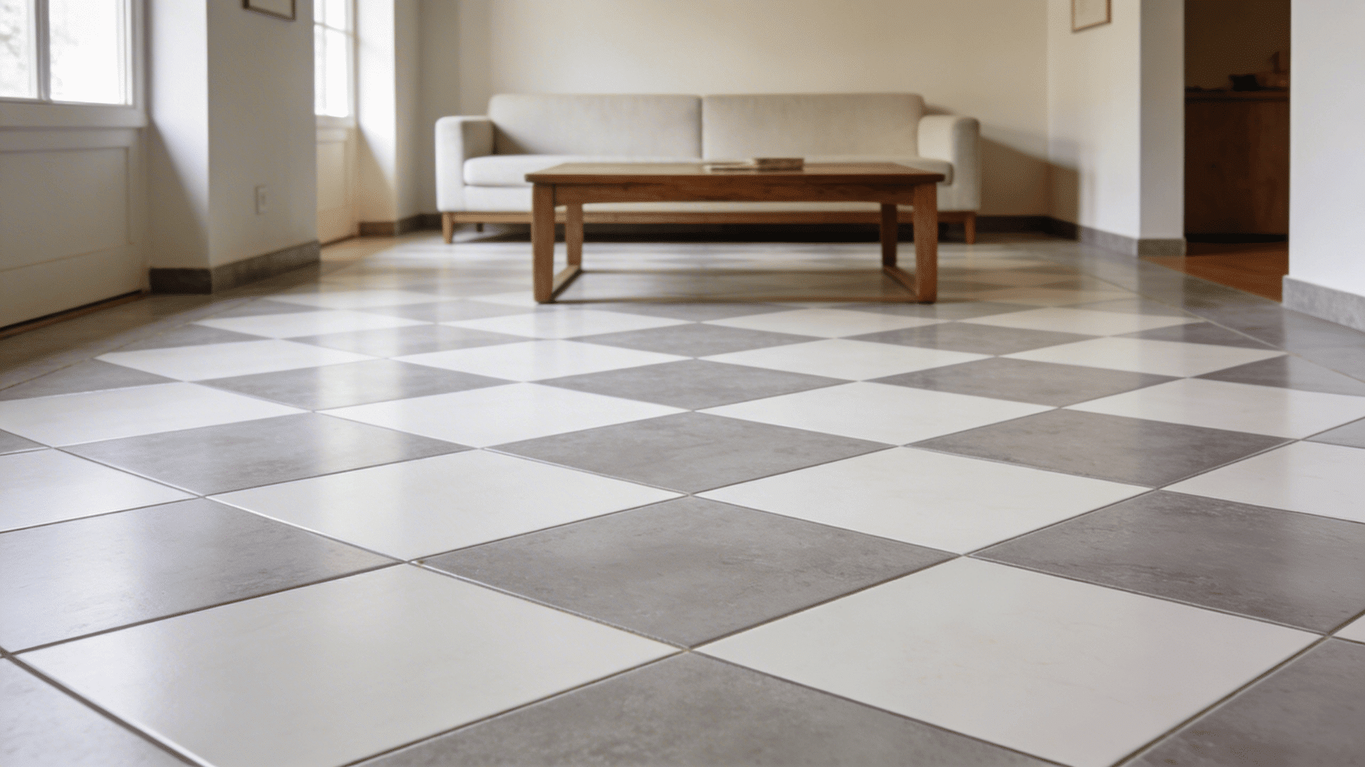 diamond tile pattern with square tiles set at angle forming diamond shapes across floor surface