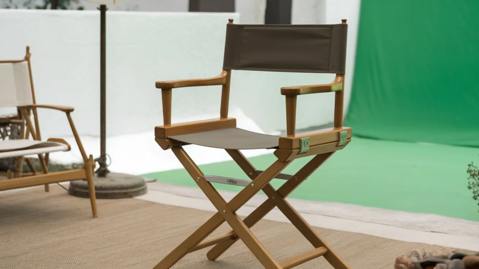 directors chair with folding wooden frame canvas seat and back inspired by classic film set seating