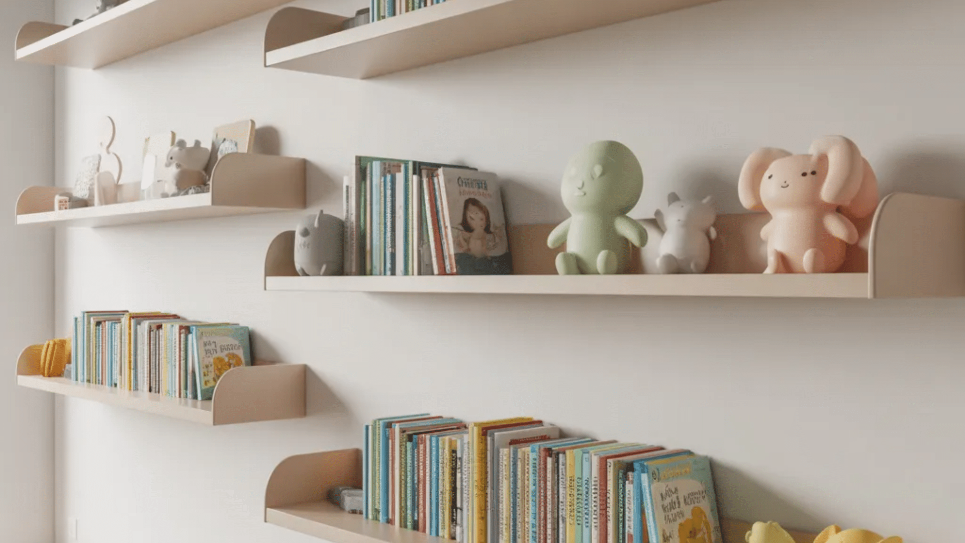 floating ledge display nursery ideas with wall shelves storybooks toys