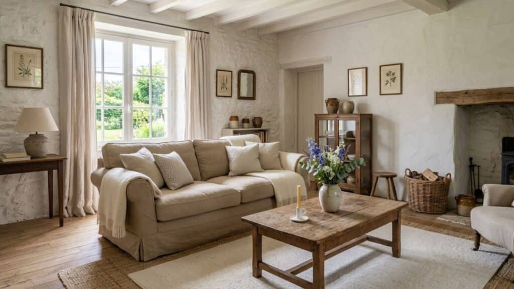 French Country Interior Design: Ideas, Tips & Style Guide french country interior design with neutral tones rustic wood and soft natural light in elegant living room