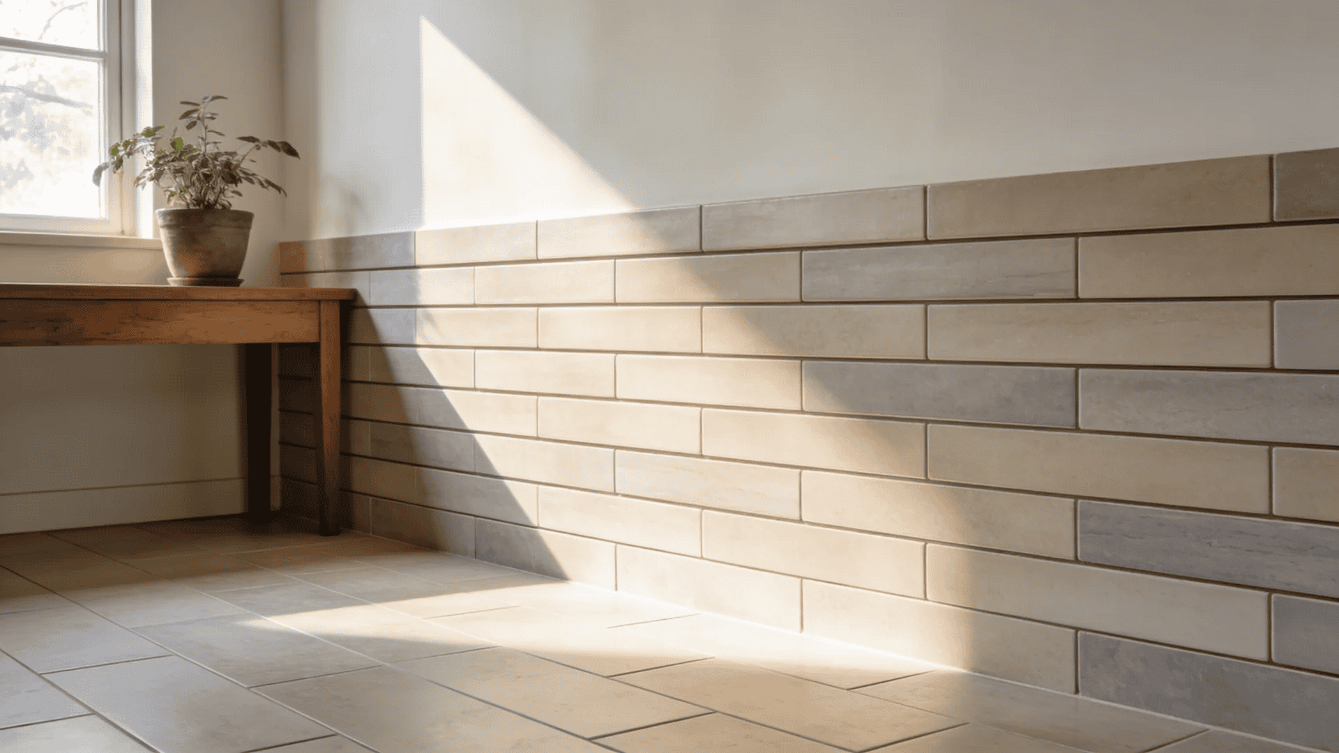horizontal stack tile pattern with tiles placed in straight rows creating clean and balanced layout