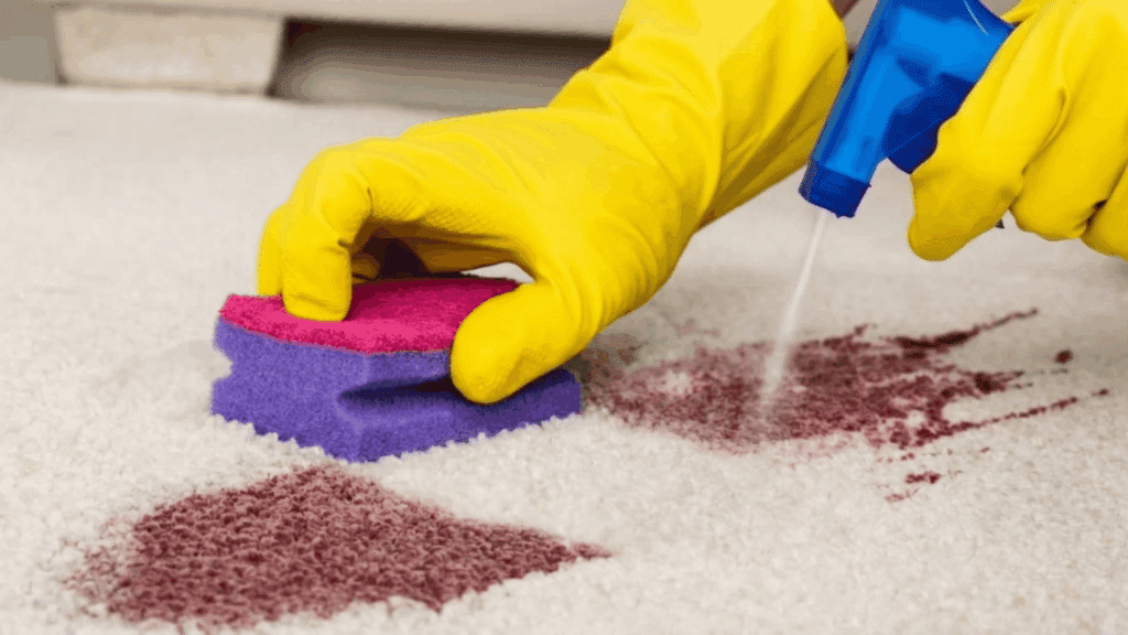 how to clean carpets with baking soda using sponge and spray to remove red stain from white carpet