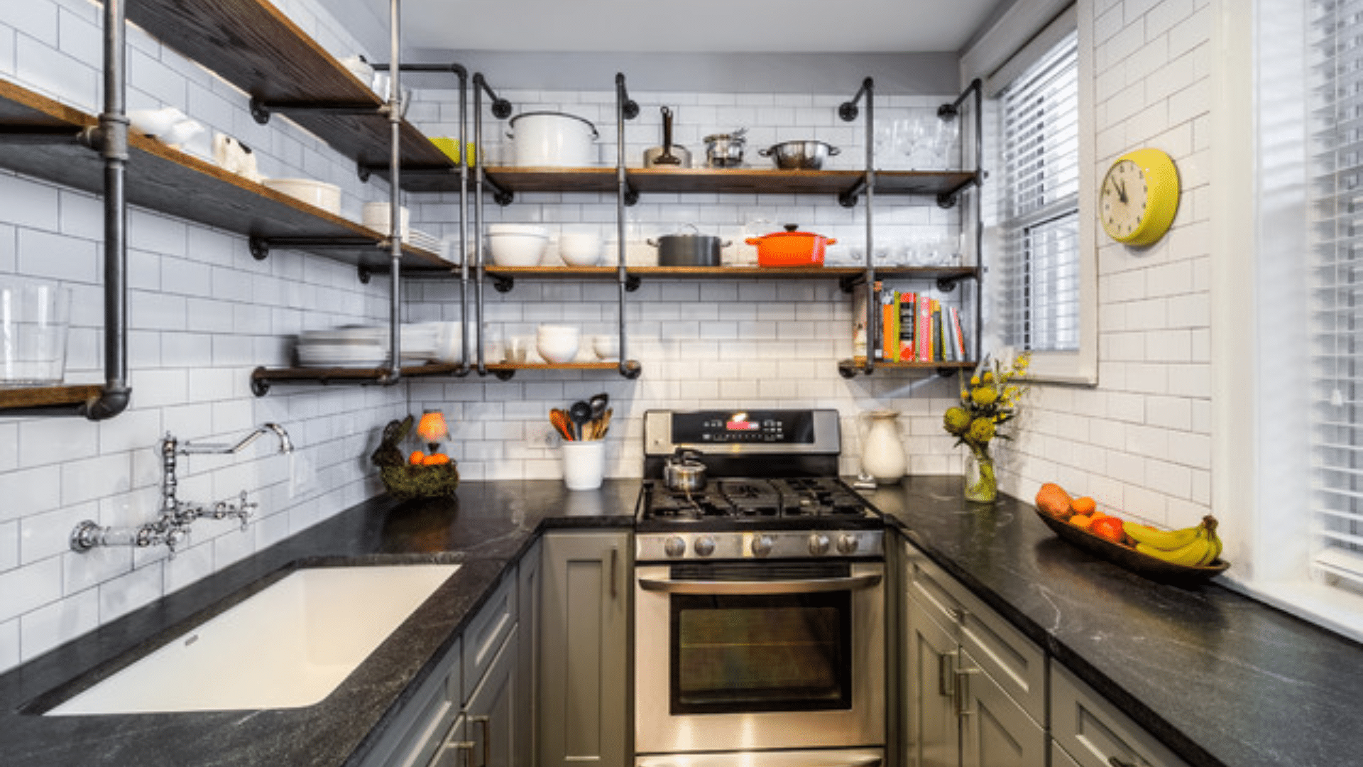 industrial open shelf galley kitchen designs for narrow spaces