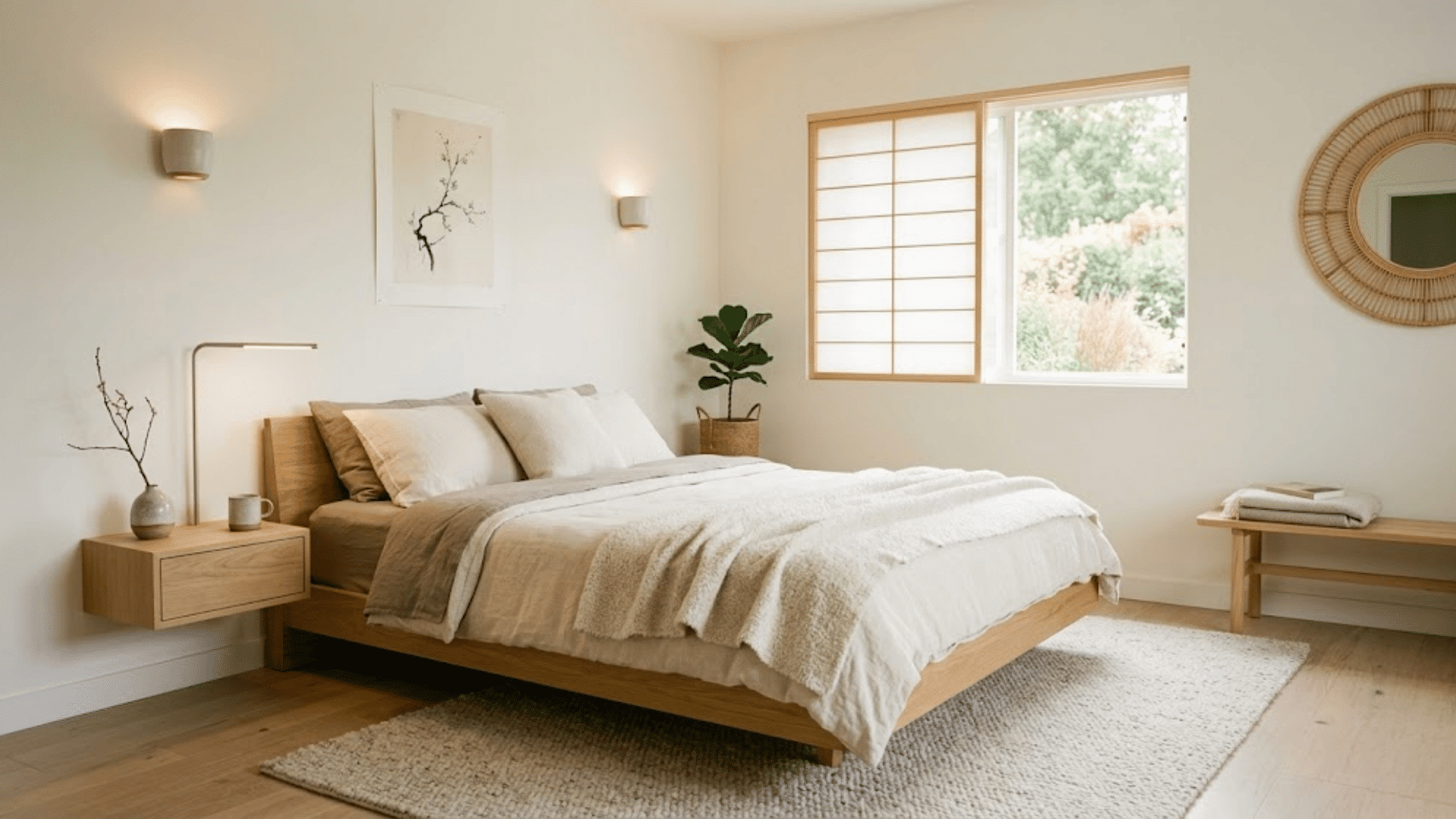 japandi design gives peaceful look to minimalist bedroom decor