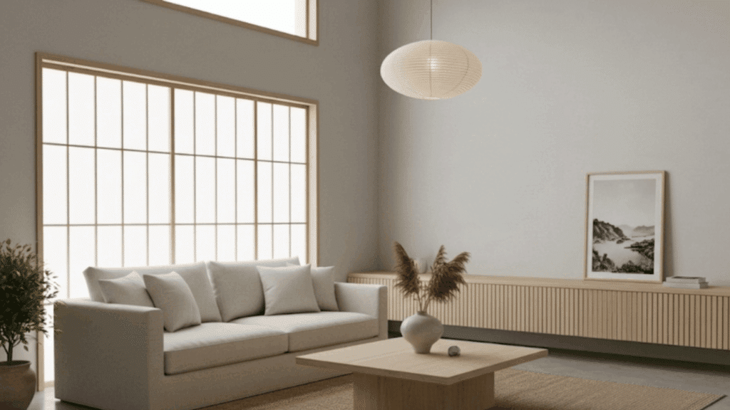 japandi interior design ideas with minimal decor soft tones simple furniture and calm clean living room space