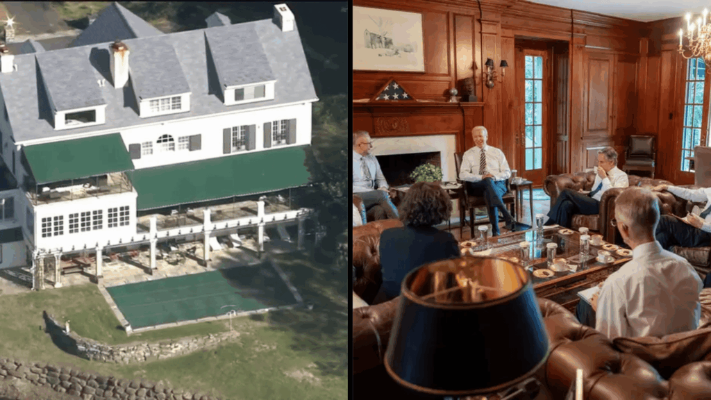 joe bidens delaware main home exterior and interior meeting room scene
