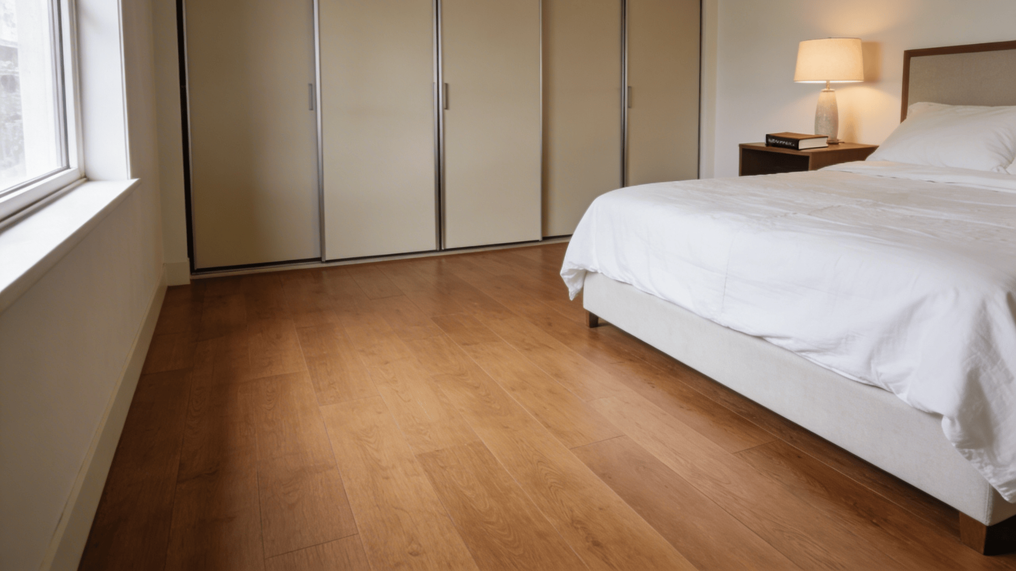 keep floors clear in bedroom to create more space and make cleaning simple and daily upkeep easy