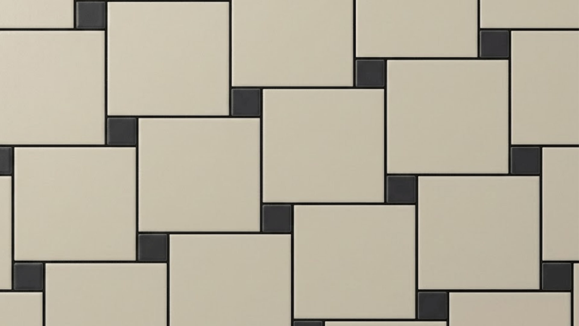 modern tile pattern featuring light cream squares with black corner accents arranged in a grid