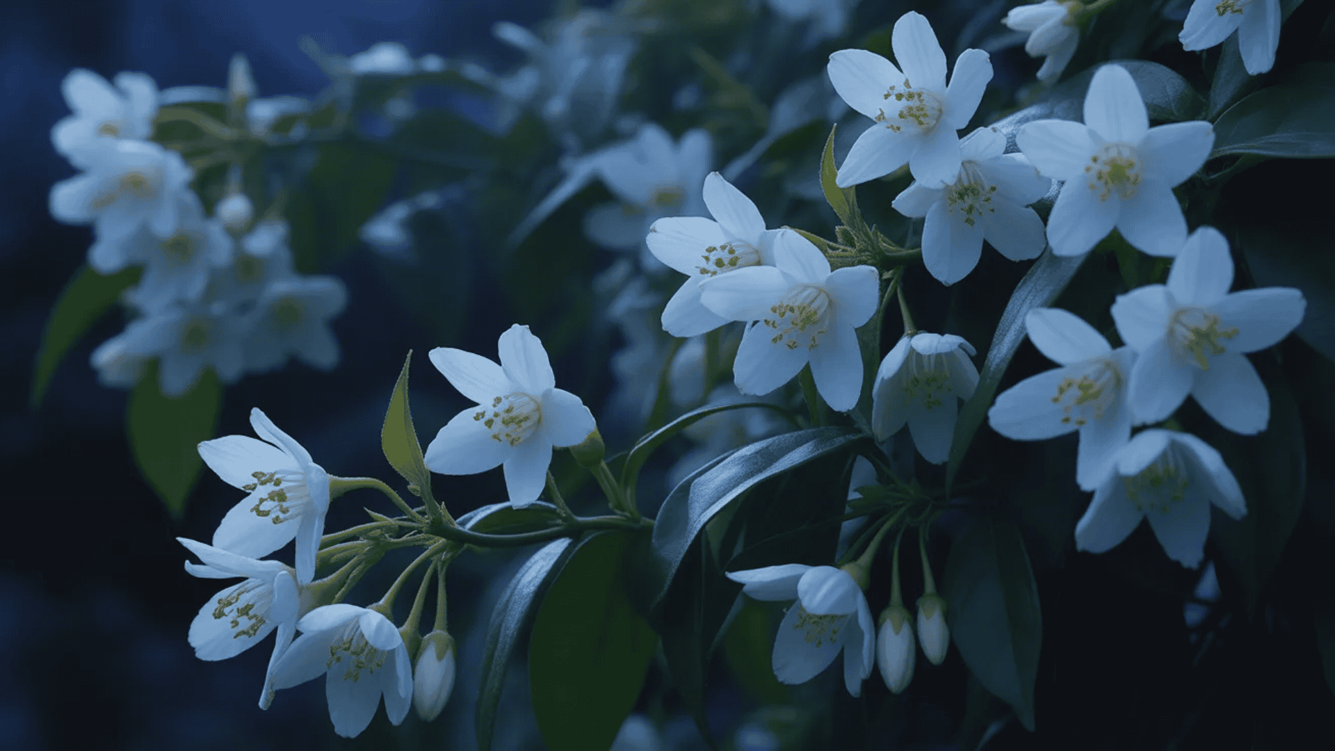night-blooming jasmine flowers opening at night with a sweet fragrance