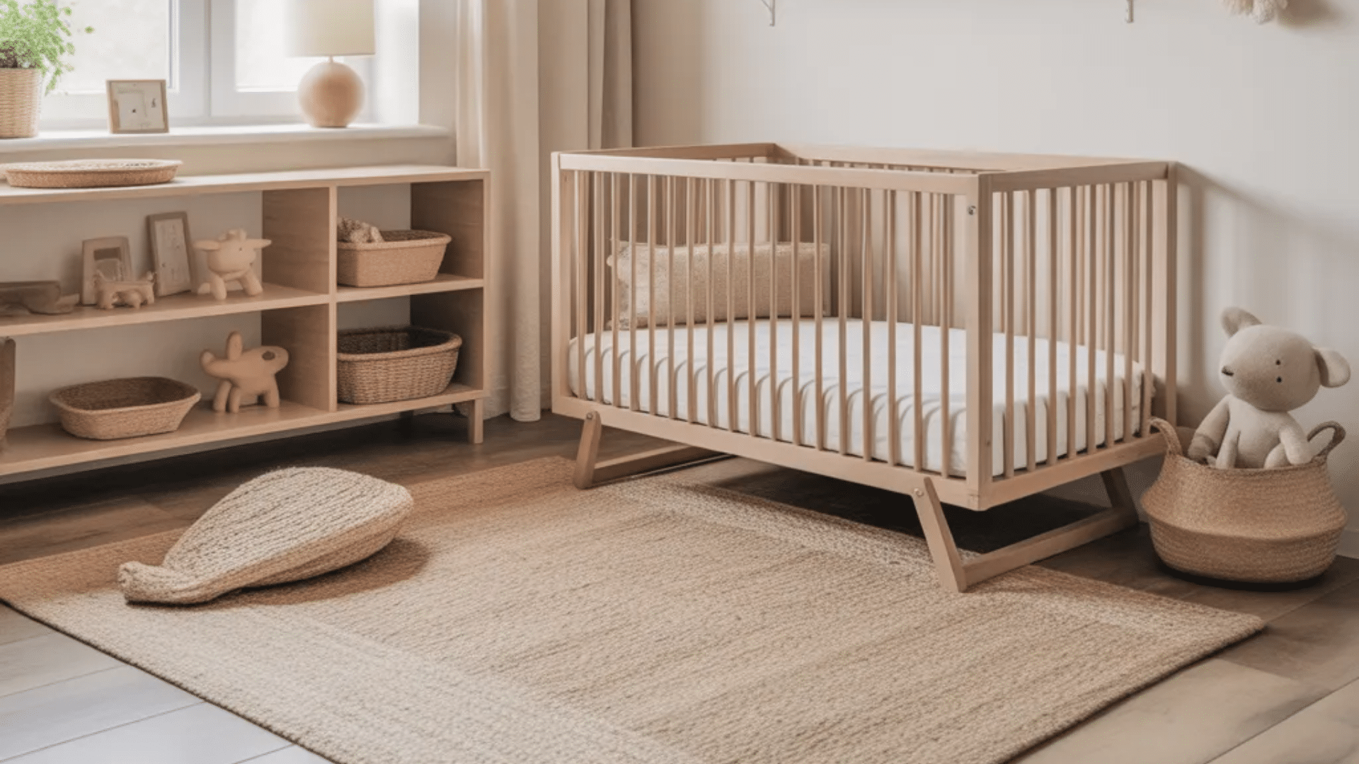 nordic whitewood nursery ideas with wooden crib soft textiles woven baskets