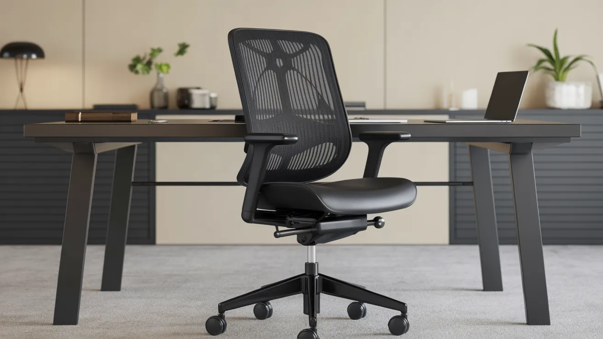 office task chair with adjustable height wheels swivel base and ergonomic back support for desk work