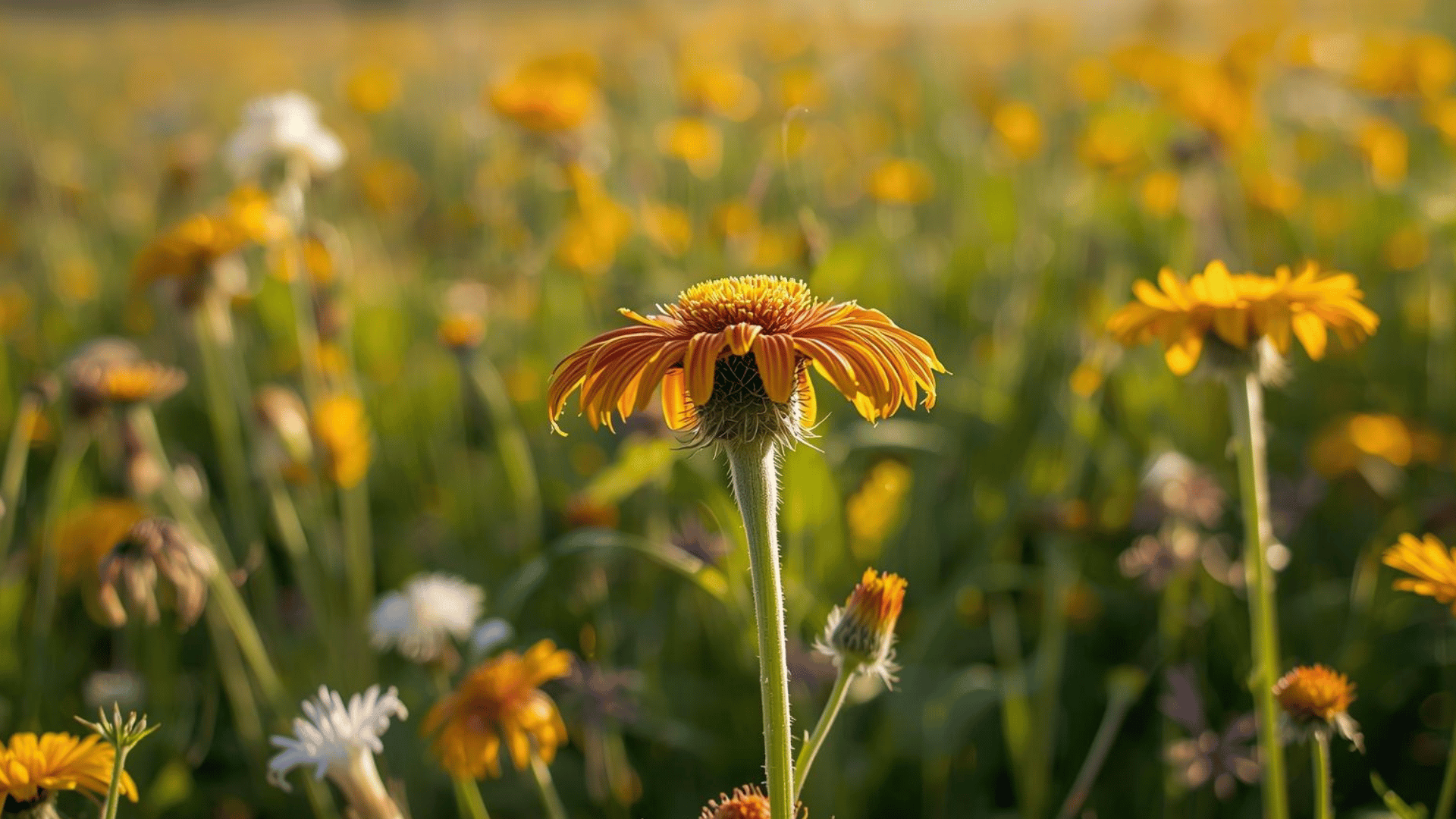 orange and yellow blanket flowers blooming in dense cluster along garden border with green foliage surrou