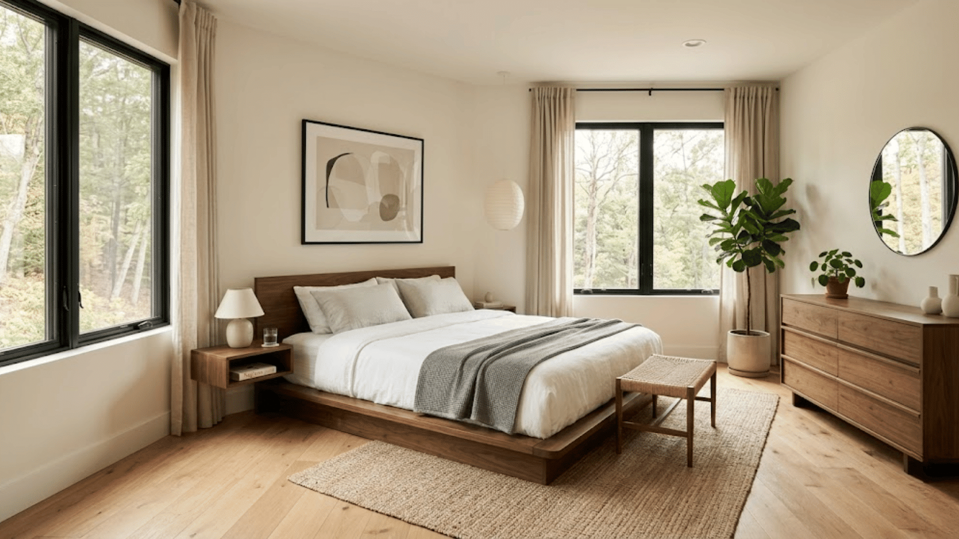 platform bed showing modern master bedroom ideas for home decor