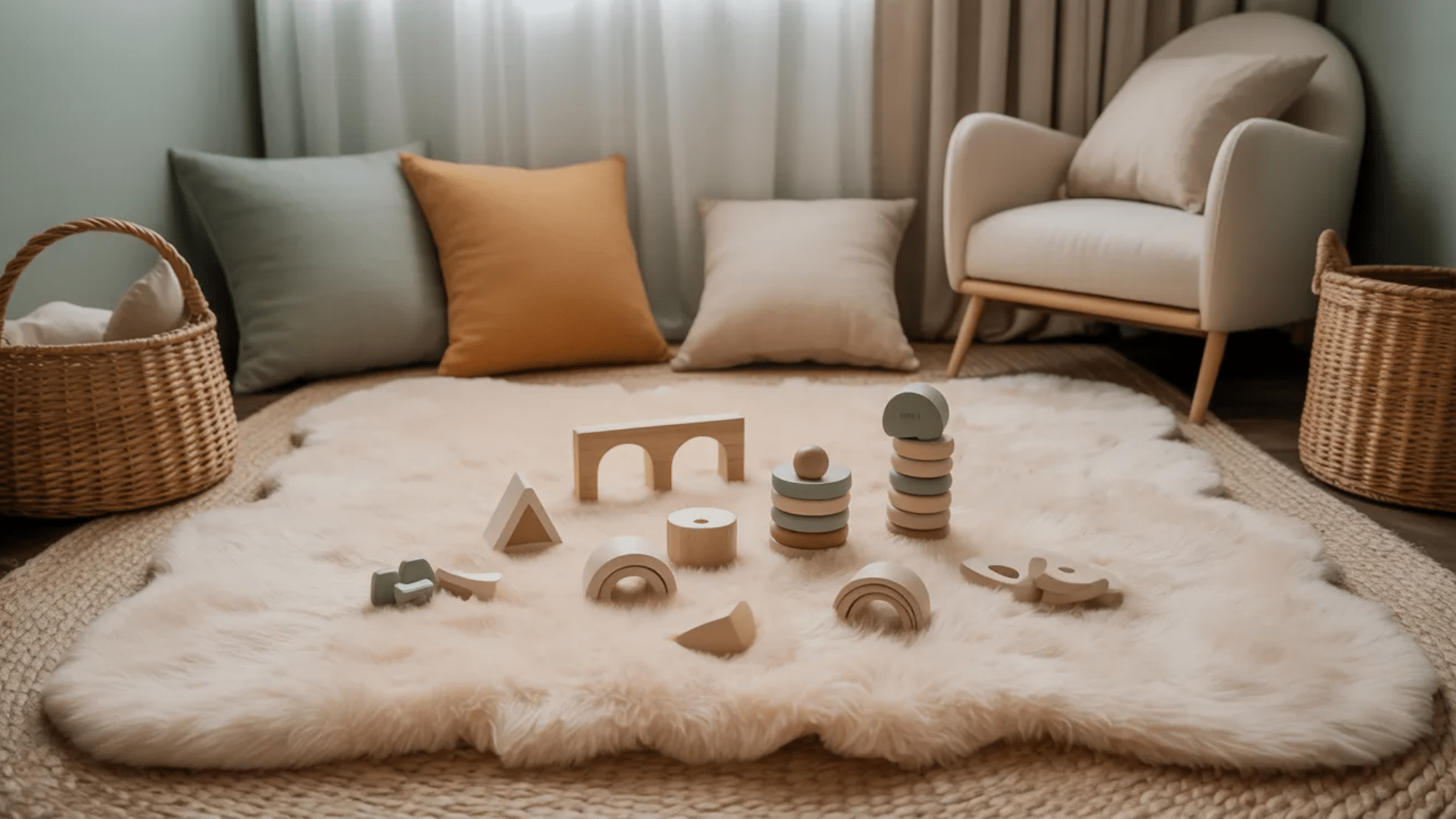 plush textured rug nursery ideas with soft fluffy play rug cozy seating