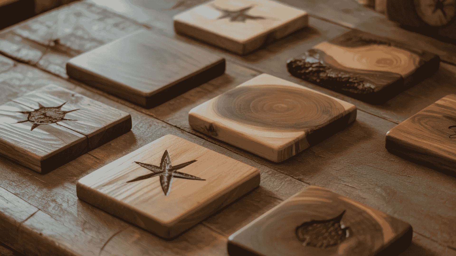 rustic wooden coasters are perfect examples of creative wood projects