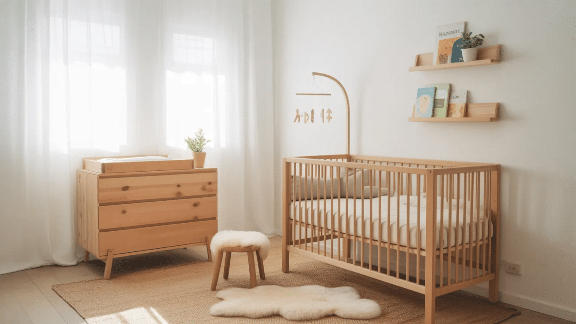 scandinavian light wood nursery ideas with natural crib soft light minimal decor