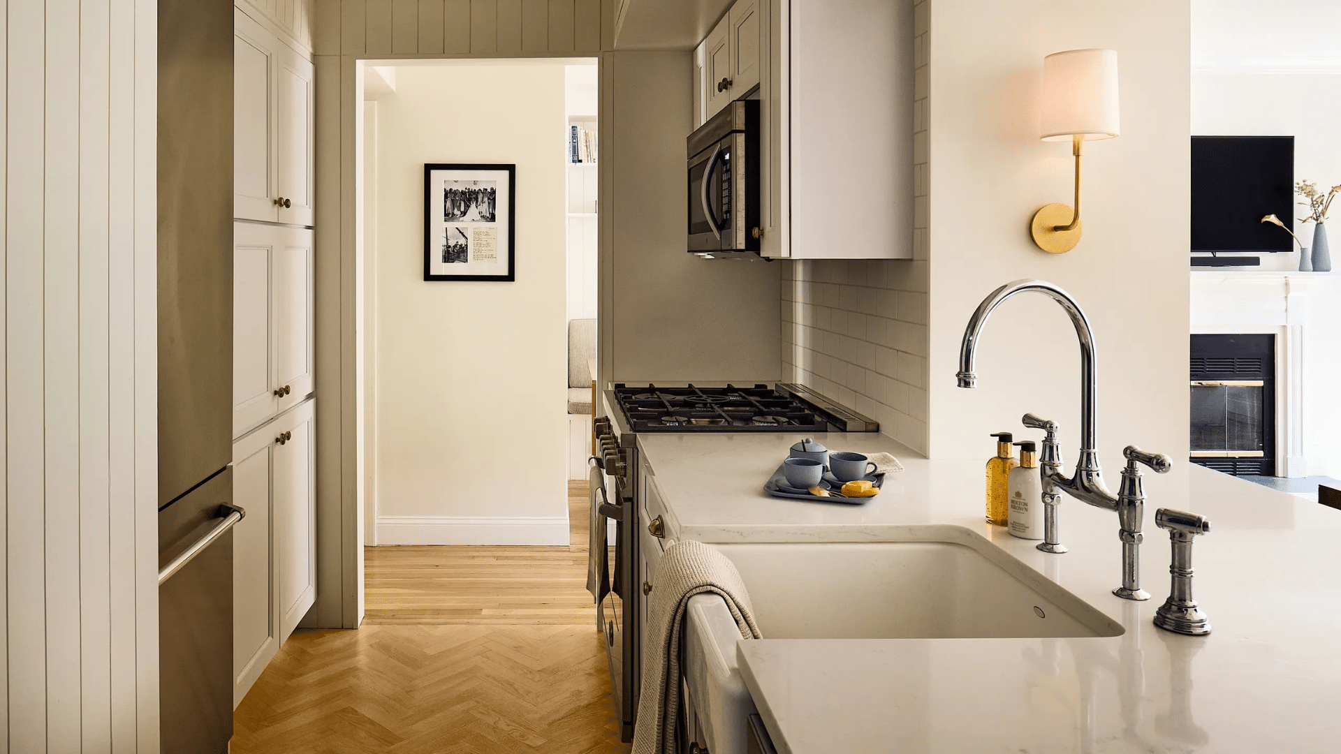 sleek modern galley kitchen designs with compact layout