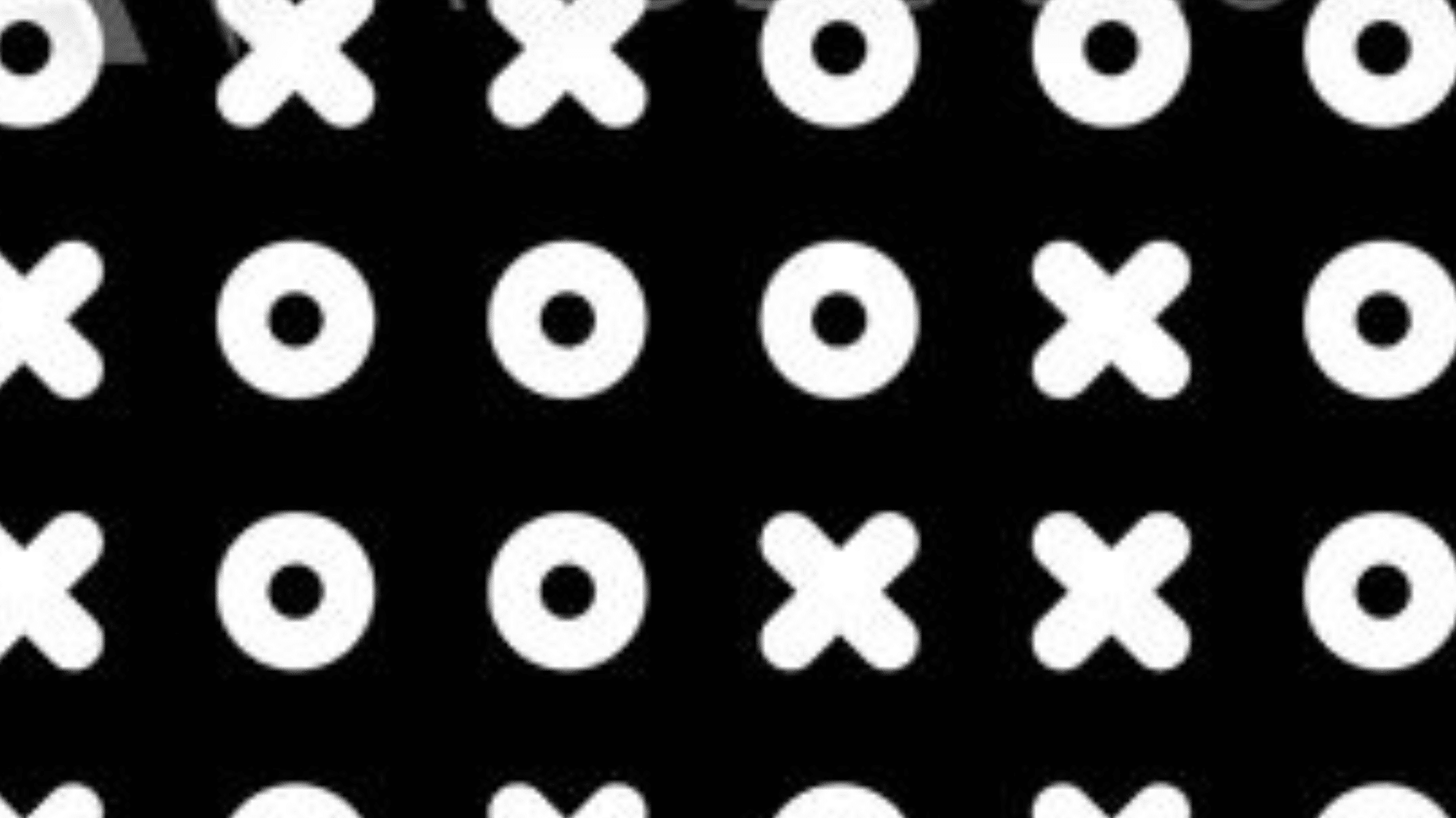 tic tac toe pattern with alternating white X and O shapes arranged in a grid on a black background