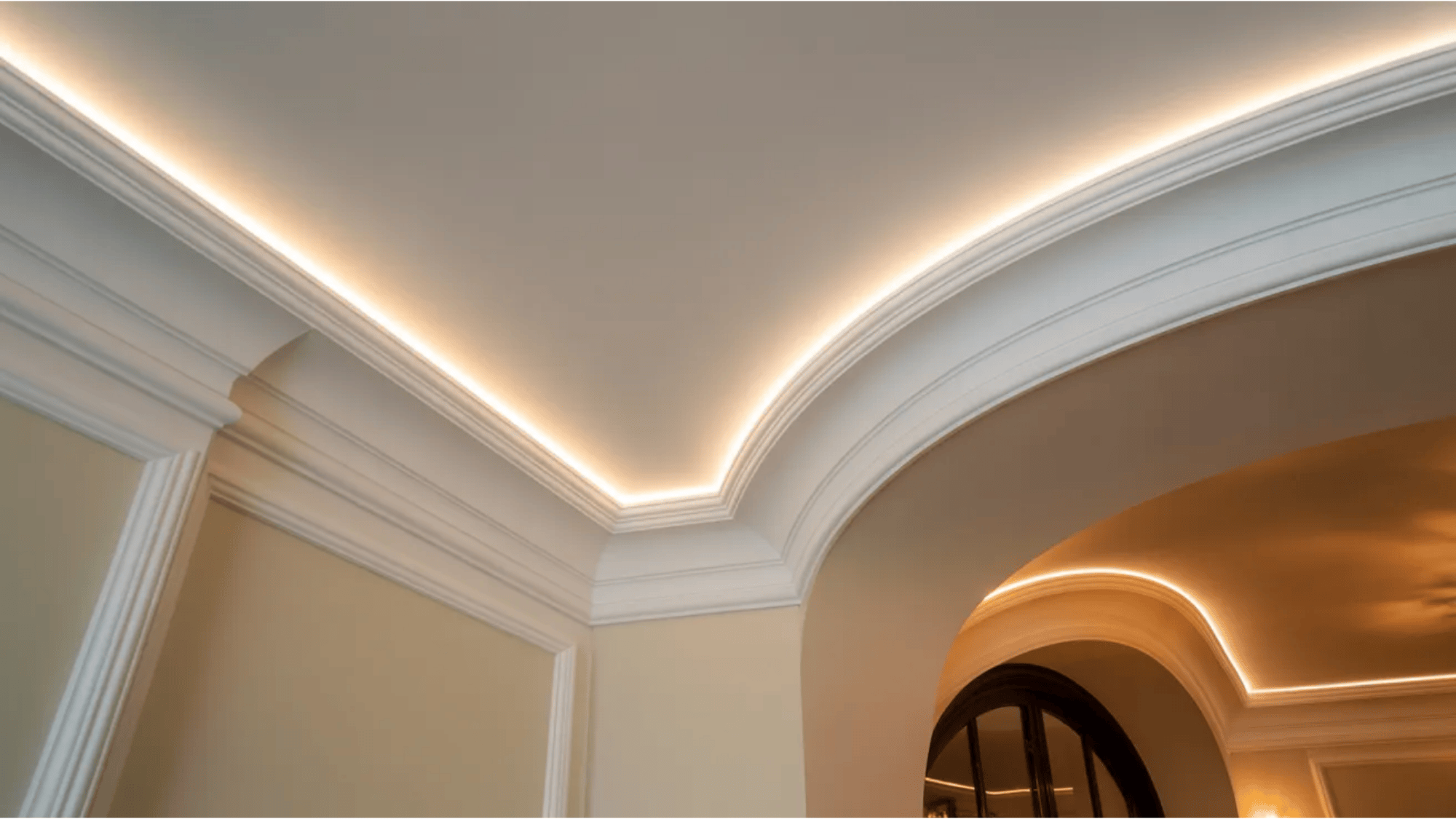 what is crown molding white molding with subtle light at the top of the wall