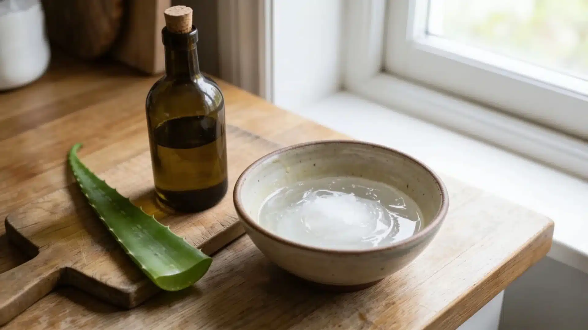 aloe vera and coconut oil mixture in bowl for itchy scalp mask